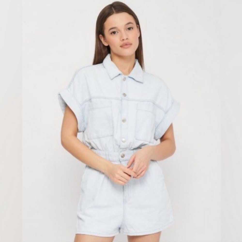 Light denim romper